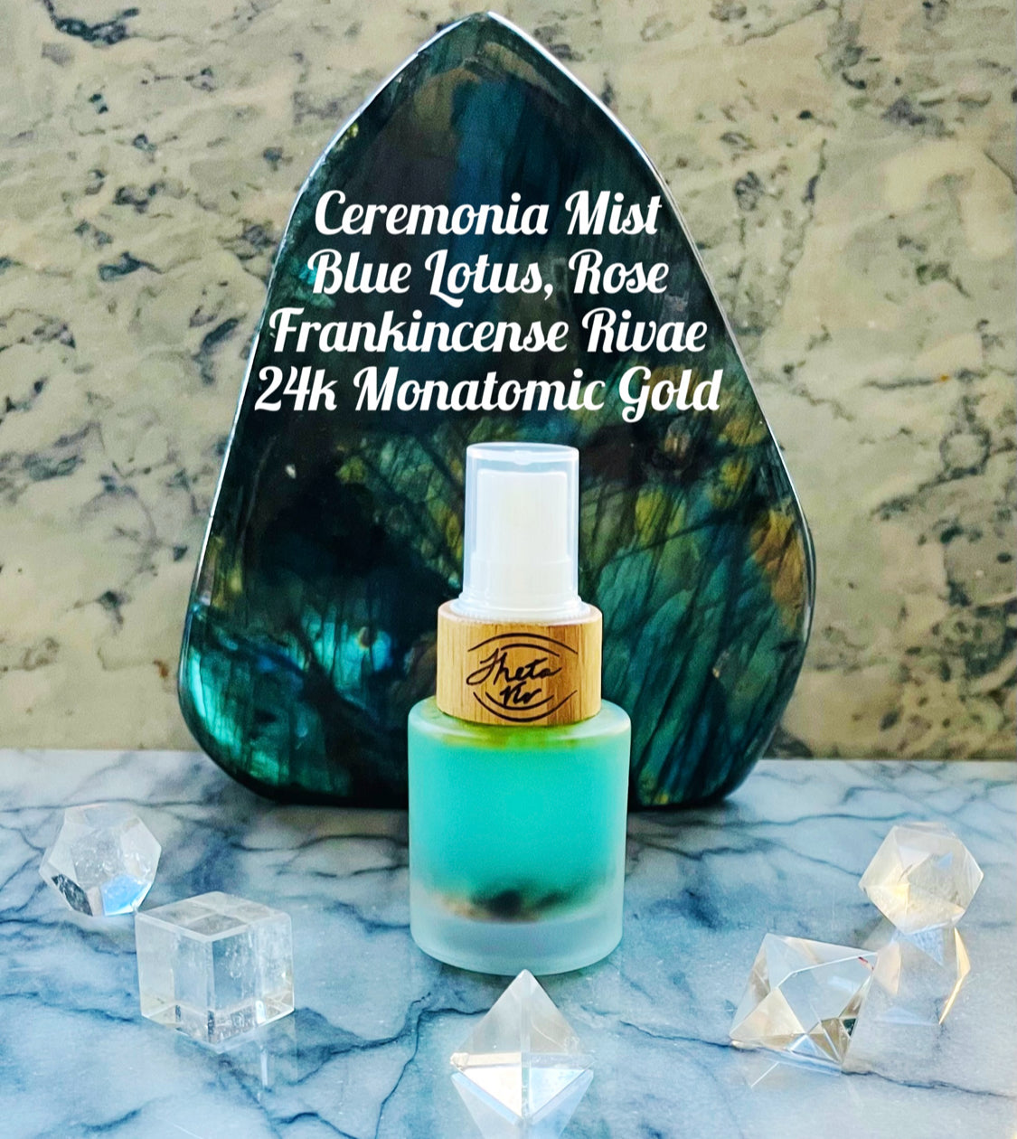 Ceremonia Mist Blue Lotus, Rose, Frankincense Rivae, 24k Monatomic Gold